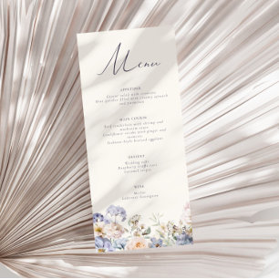 Menú Boda floral de crema azul turbio