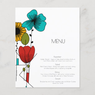 Menú Boda floral de estilo Art Nouveau contemporán