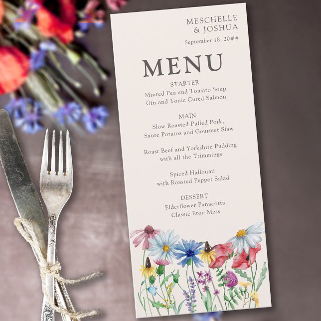 Menú Boda floral de flor silvestre Charm Country (Floral wedding table decor for wedding reception, bridesmaids luncheon, rehearsal dinner ..)
