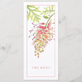 Menú boda floral de grevillea acuarela