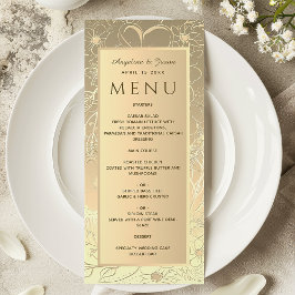Menú Boda Floral de Hoja de Oro de Lujo
