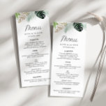 Menú boda floral de hojas de palmera tropicales<br><div class="desc">hojas de palmera tropicales verde boda floral. El color y el texto se pueden personalizar.</div>