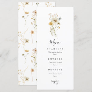 Menú Boda floral de jardín boho de flores silvestres