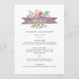 Menú Boda floral de la acuarela