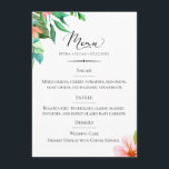 Menú Boda Floral de la isla de la tipografía de moda<br><div class="desc">Tipografía de moda,  flores y follaje de acuarela de isla botánica,  carta de menú boda con guion a mano y acentos decorativos. Se puede personalizar el color de los respaldos que se muestra en el océano profundo verde azulado.</div>
