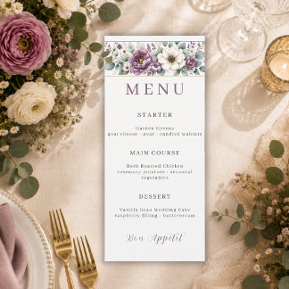 Menú Boda floral de malva y salvia