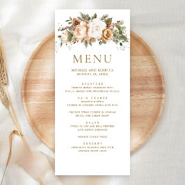 Menú Boda Floral de Oro Marfil Blanco Navidad