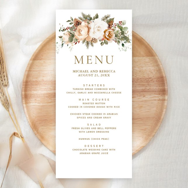 Menú Boda Floral de Oro Marfil Blanco Navidad  (Subido por el creador)