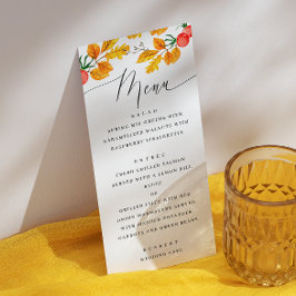 Menú Boda floral de otoño con acuarela. Otoño de bosque