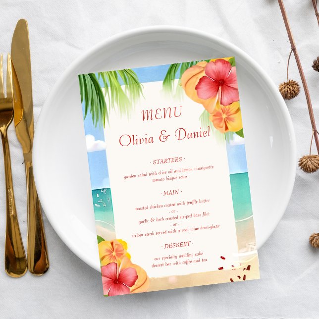 Menú Boda floral de playa de isla tropical (Subido por el creador)