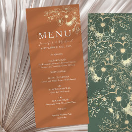 Menú Boda Floral de Terracota Verde Oliva y Dorado