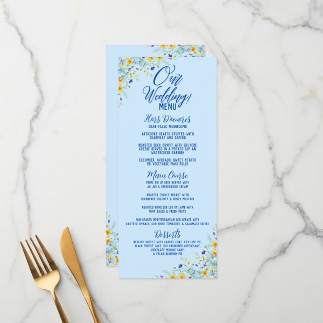Menú Boda Floral de Wildflower Bliss (Anverso/Reverso In Situ)