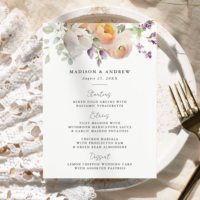 Menú Boda floral delicada de primavera (Subido por el creador)