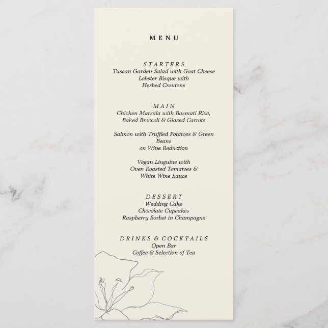 Menú Boda floral Delicado Moderno con cáscara de huevo  (Anverso)