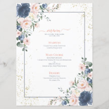 Boda floral dorado rosa Rubor azul turbio claro