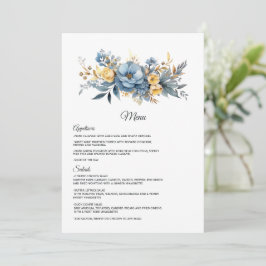 Menú Boda Floral Dusty Blue y Gold