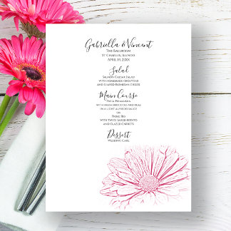 Menú Boda floral efecto margarita rosa
