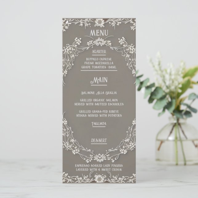 Menú Boda Floral Elegance (Anverso de pie)