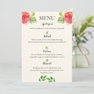 Menú Boda floral elegante