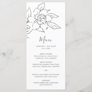 Menú Boda floral elegante de línea artística neutral