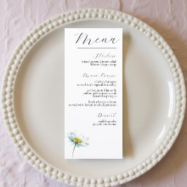Menú Boda floral elegante de margarita acuarela