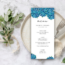 Menú Boda floral elegante moderna con hortensias azules