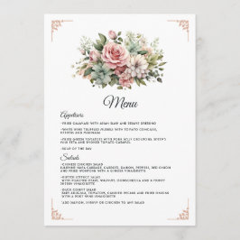 Menú Boda floral en rosa polvoriento, verde menta y ros