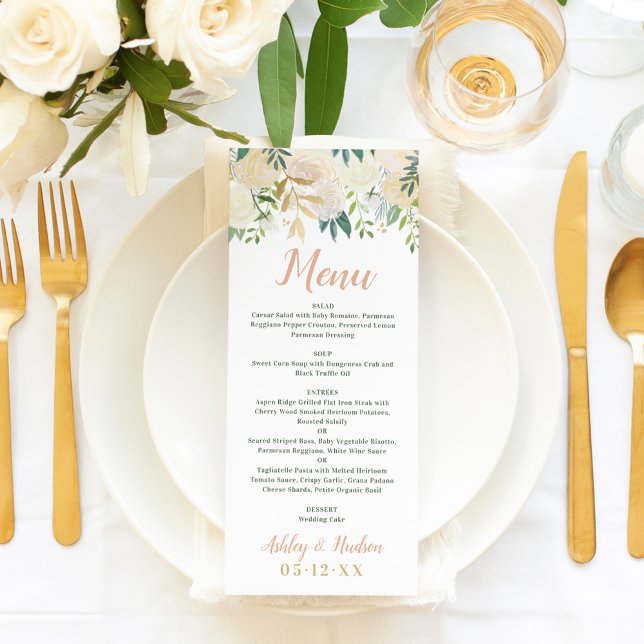 Menú Boda floral en rosa y dorado (Subido por el creador)