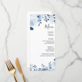 Menú Boda floral francesa azul moderna