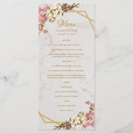 Menú Boda Floral Geométrica de Mármol Dorado y Orquídea