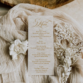 Menú Boda Floral Marfil Elegant Script