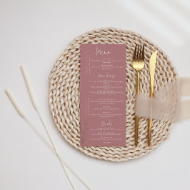 Menú Boda Floral Mauve Moderno