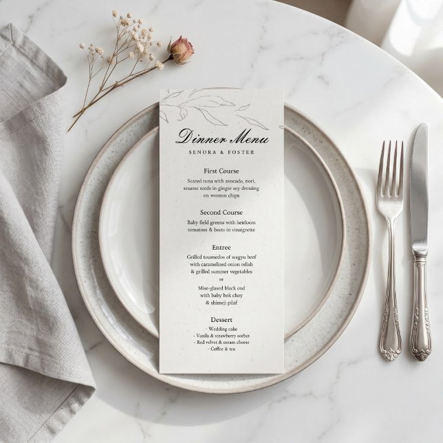 Menú Boda Floral Minimalista Elegante (Elegant Minimalist Floral Wedding Menu
)