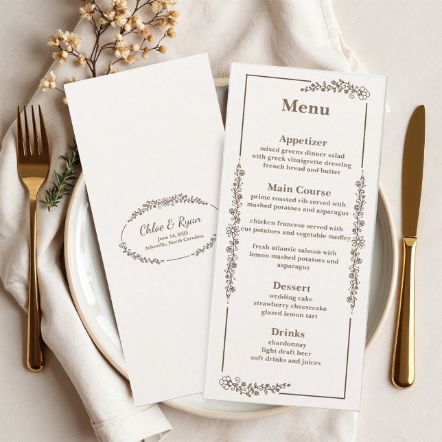 Menú Boda floral monocromo ruso (Subido por el creador)