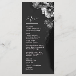 Menú Boda floral negro plateado