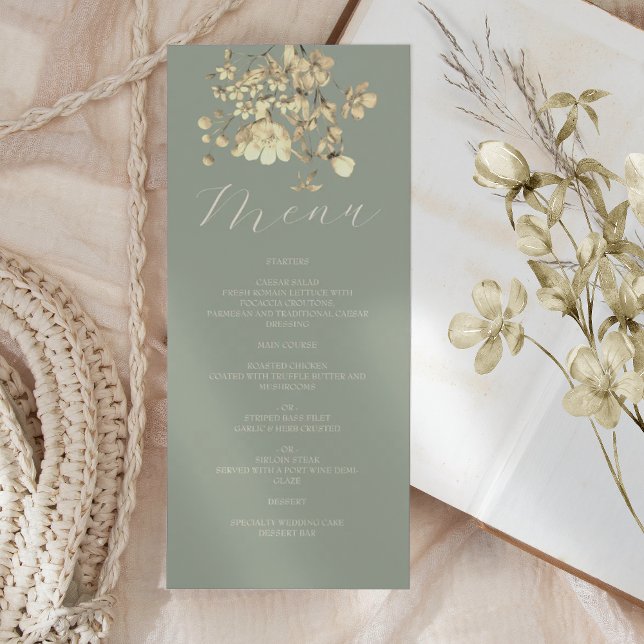 Menú Boda floral neutral en verde salvia (Subido por el creador)