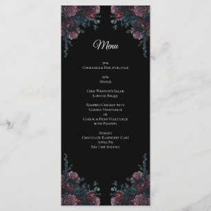 Menú Boda floral oscuro Gothic Black Elegant