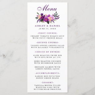 Menú Boda Floral Purple Ultra Violeta