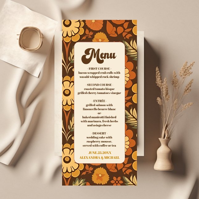 Menú Boda floral retro moderna de los 70 (Subido por el creador)
