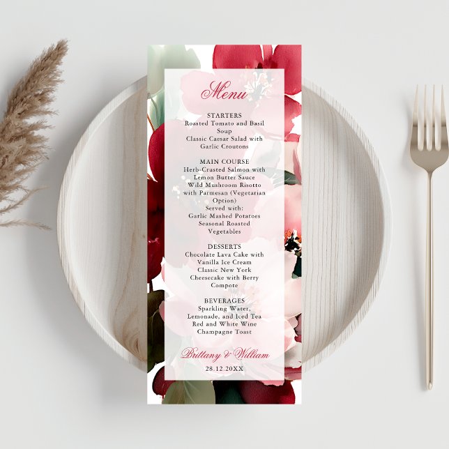 Menú Boda floral roja con tema de Navidad (Subido por el creador)