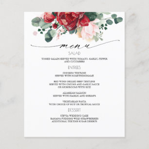 Menú Boda floral rojo de Borgoña