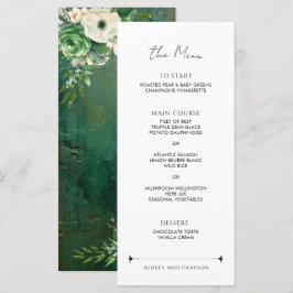 Menú Boda floral romántica de verde esmeralda