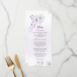 menú boda floral romántico y morado blanco