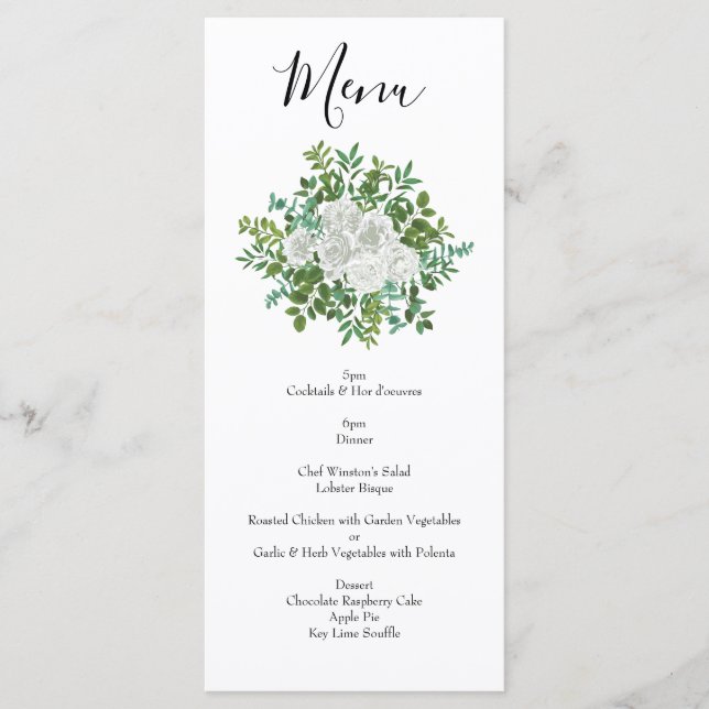 Menú Boda floral rosa blanca y negra (Anverso)