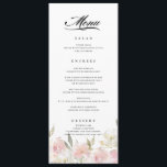 Menú Boda floral rosa clásico<br><div class="desc">Diseñado para adaptarse a nuestra colección de bodas de color pastel acuático Classic Floral Rosa,  este diseño de doble cara presenta un marco floral y elementos de menú boda. Personaliza con tus propias selecciones de comida y colores.</div>
