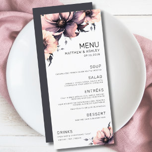 Menú Boda floral rosa elegante moderna