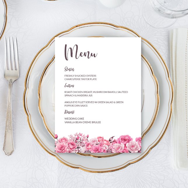 Menú Boda floral rosa rosa (Subido por el creador)