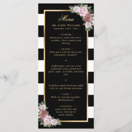 Menú Boda floral rosa Rubor de color dorado negro
