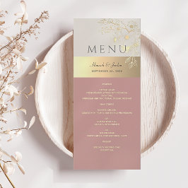 Menú Boda floral rosa sonrosado y dorado