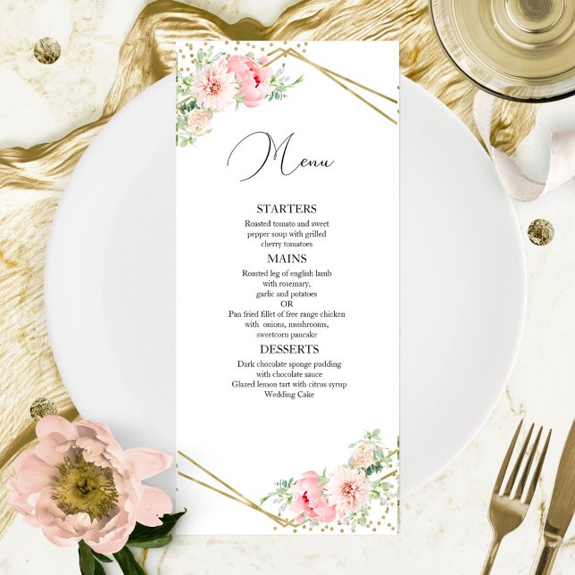 Menú boda Floral Rubor geométrica elegante (Subido por el creador)